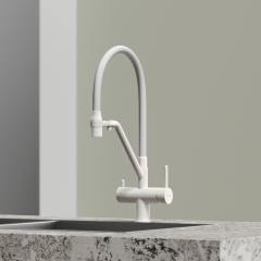 Смеситель для кухни Sancos Dora с гибким изливом, цвет матовый белый/белый, SC4003MW