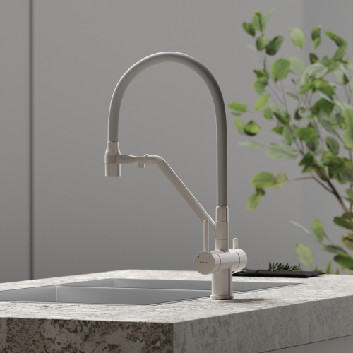Смеситель для кухни Sancos Dora с гибким изливом, цвет матовый белый/белый, SC4003MW