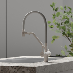 Смеситель для кухни Sancos Dora с гибким изливом, цвет матовый белый/белый, SC4003MW