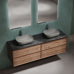 Столешница для ванной комнаты SANCOS из керамогранита SANCOS Black Sky 1600х460 c отверстием под смеситель,TT160A1X