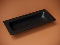 Раковина накладная CERAMICANOVA Grace прямоугольная с отверстием под смеситель, цвет черный матовый, CN7013MB