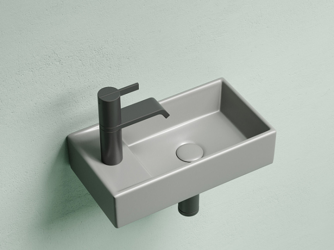 Умывальник CERAMICANOVA Element подвесной прямоугольный (чаша справа, отверстие под смеситель слева) цвет антрацит матовый CN6051RMH