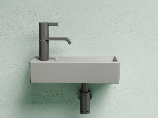 Умывальник CERAMICANOVA Element подвесной прямоугольный (чаша справа, отверстие под смеситель слева) цвет антрацит матовый CN6051RMH