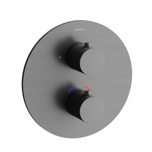 Душевой комплект с термостатом SANCOS Etna, с внутренней частью, вороненая сталь арт. SC9010GG