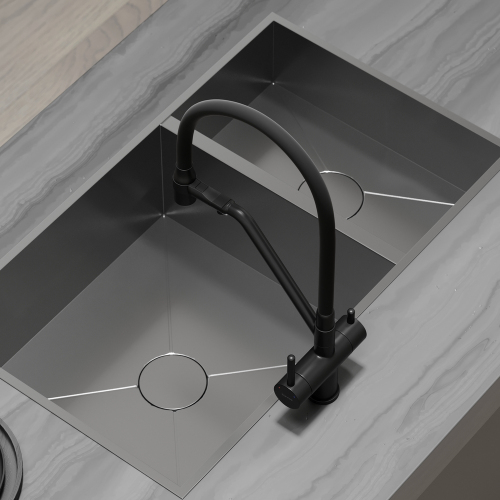 Смеситель для кухни Sancos Dora с гибким изливом, цвет матовый черный/черный, SC4003MB