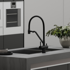 Смеситель для кухни Sancos Dora с гибким изливом, цвет матовый черный/черный, SC4003MB