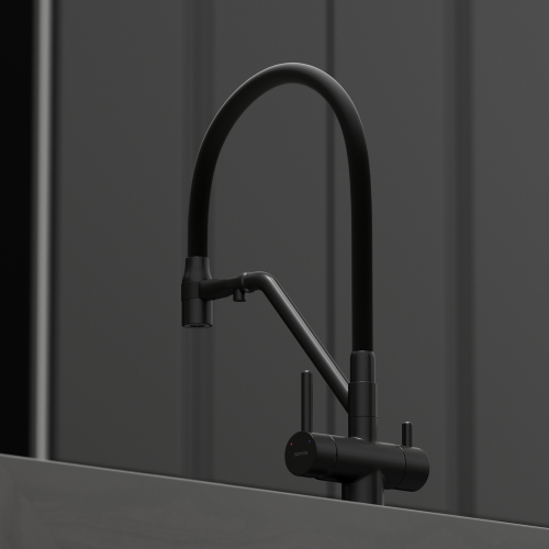 Смеситель для кухни Sancos Dora с гибким изливом, цвет матовый черный/черный, SC4003MB
