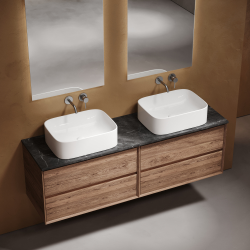 Столешница для ванной комнаты SANCOS из керамогранита SANCOS Black Sky 1600х460 без отверстия под смеситель,TT160A1