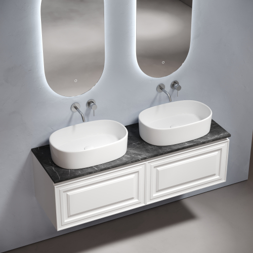 Столешница для ванной комнаты SANCOS из керамогранита SANCOS Black Sky 1600х460 без отверстия под смеситель,TT160A1