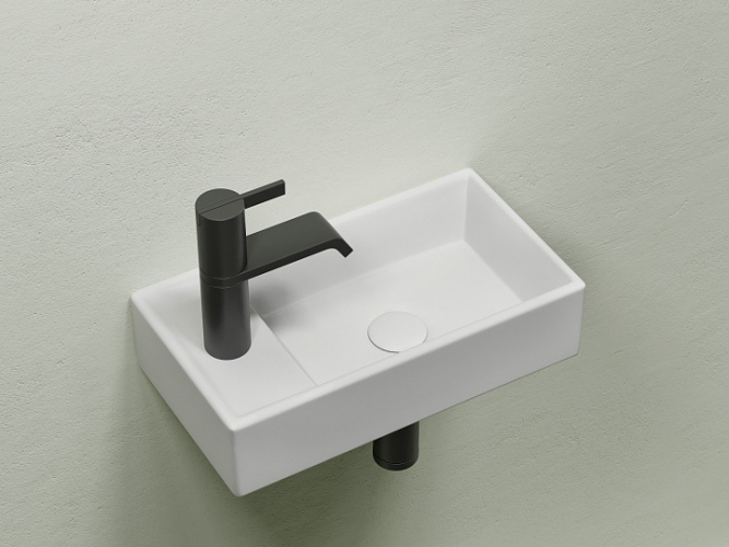 Умывальник CERAMICANOVA Element подвесной прямоугольный (чаша справа, отверстие под смеситель слева) цвет белый матовый CN6051RMW