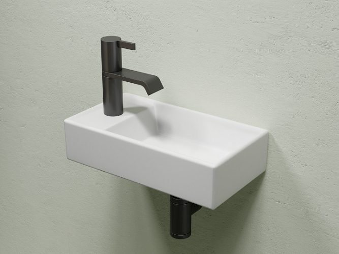 Умывальник CERAMICANOVA Element подвесной прямоугольный (чаша справа, отверстие под смеситель слева) цвет белый матовый CN6051RMW