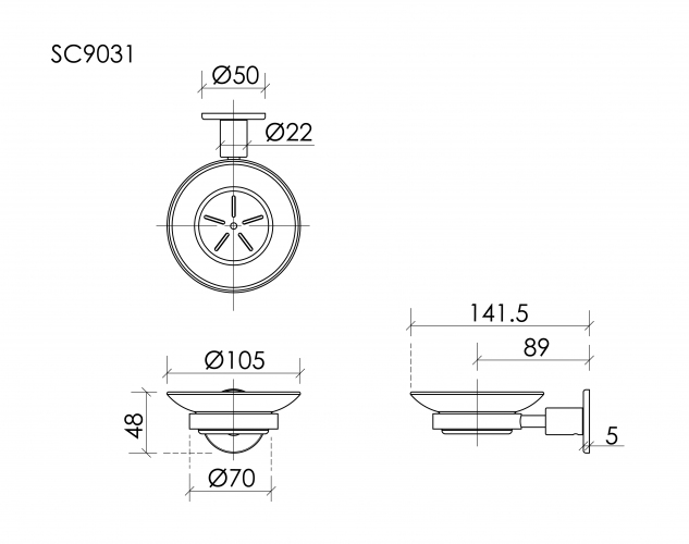 Мыльница SANCOS Base вороненая сталь, SC9031GG