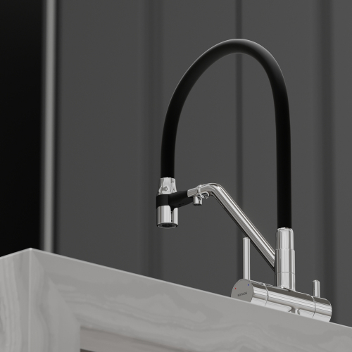 Смеситель для кухни Sancos Dora с гибким изливом, цвет хром/черный, SC4003CH