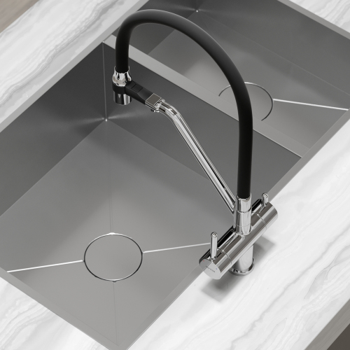 Смеситель для кухни Sancos Dora с гибким изливом, цвет хром/черный, SC4003CH