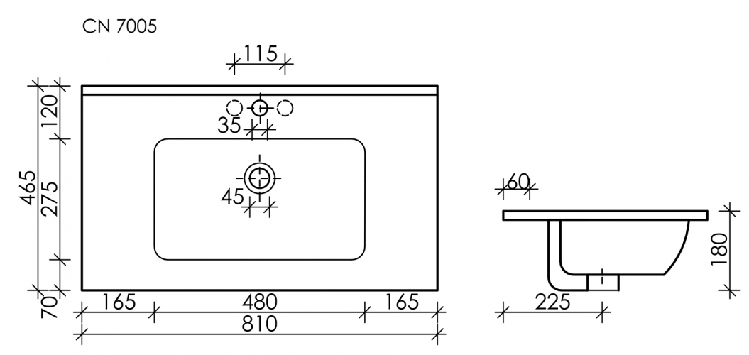 Накладная раковина CERAMICANOVA Element 810x465x180 мм CN7005