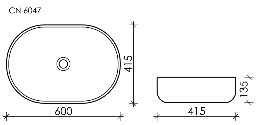 Умывальник CERAMICANOVA Element чаша накладная овальная (цвет Чёрный Матовый) CN6047MB