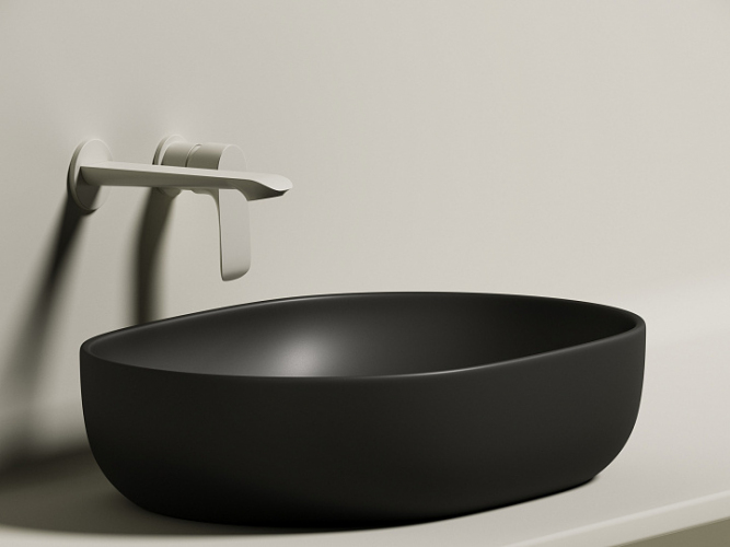 Умывальник CERAMICANOVA Element чаша накладная овальная (цвет Чёрный Матовый) CN6047MB