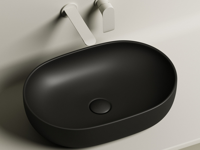 Умывальник CERAMICANOVA Element чаша накладная овальная (цвет Чёрный Матовый) CN6047MB