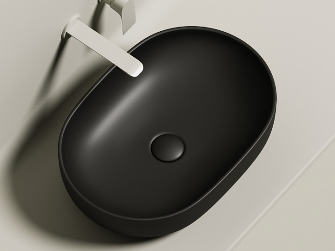 Умывальник CERAMICANOVA Element чаша накладная овальная (цвет Чёрный Матовый) CN6047MB