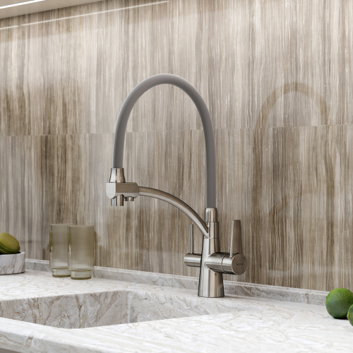 Смеситель для кухни Sancos Eri с гибким изливом, цвет брашированный никель/серый, SC4001BN