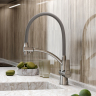 Смеситель для кухни Sancos Eri с гибким изливом, цвет брашированный никель/серый, SC4001BN