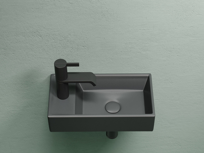 Умывальник CERAMICANOVA Element подвесной прямоугольный (чаша справа, отверстие под смеситель слева) цвет темный антрацит матовый CN6051RMDH