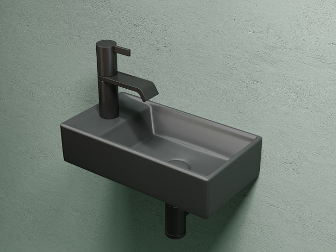 Умывальник CERAMICANOVA Element подвесной прямоугольный (чаша справа, отверстие под смеситель слева) цвет темный антрацит матовый CN6051RMDH