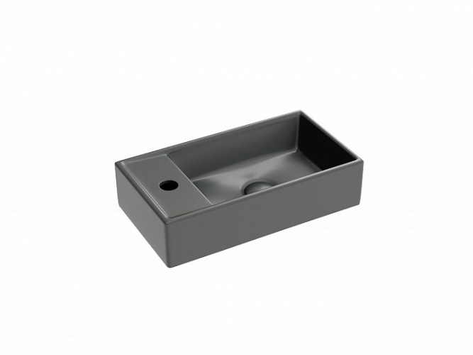 Умывальник CERAMICANOVA Element подвесной прямоугольный (чаша справа, отверстие под смеситель слева) цвет темный антрацит матовый CN6051RMDH