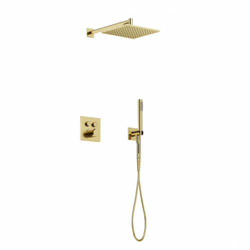 Душевой комплект с термостатом SANCOS Linn, с внутренней частью, брашированное золото, PVD покрытие, SC9022BG