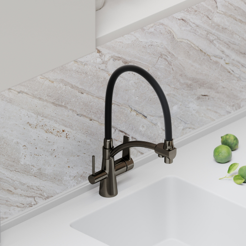 Смеситель для кухни Sancos Eri с гибким изливом, цвет вороненая сталь/черный, SC4001GG