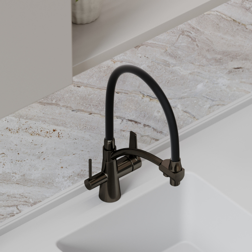 Смеситель для кухни Sancos Eri с гибким изливом, цвет вороненая сталь/черный, SC4001GG