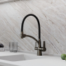 Смеситель для кухни Sancos Eri с гибким изливом, цвет вороненая сталь/черный, SC4001GG