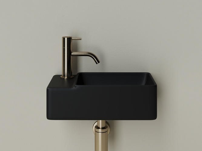 Умывальник CERAMICANOVA Element подвесной прямоугольный (чаша справа, отверстие под смеситель слева) цвет черный матовый CN5046MB