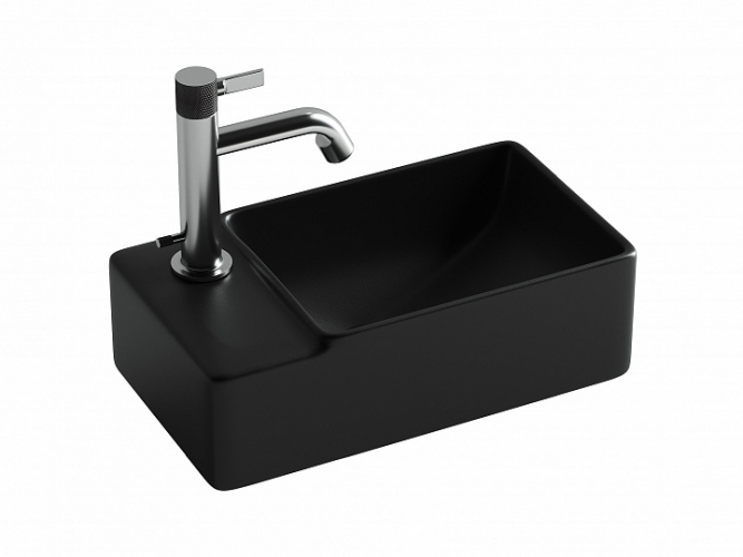 Умывальник CERAMICANOVA Element подвесной прямоугольный (чаша справа, отверстие под смеситель слева) цвет черный матовый CN5046MB