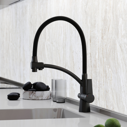 Смеситель для кухни Sancos Eri с гибким изливом, цвет матовый черный/черный, SC4001MB