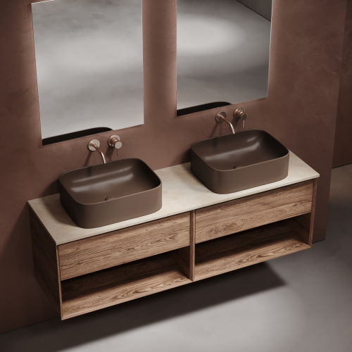 Столешница для ванной комнаты SANCOS из керамогранита SANCOS Kreman 1600х460 без отверстия под смеситель,TT160A2