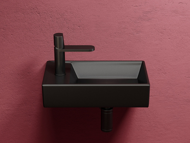 Умывальник CERAMICANOVA Element подвесной прямоугольный (чаша справа, отверстие под смеситель слева) цвет чёрный матовый CN6051RMB