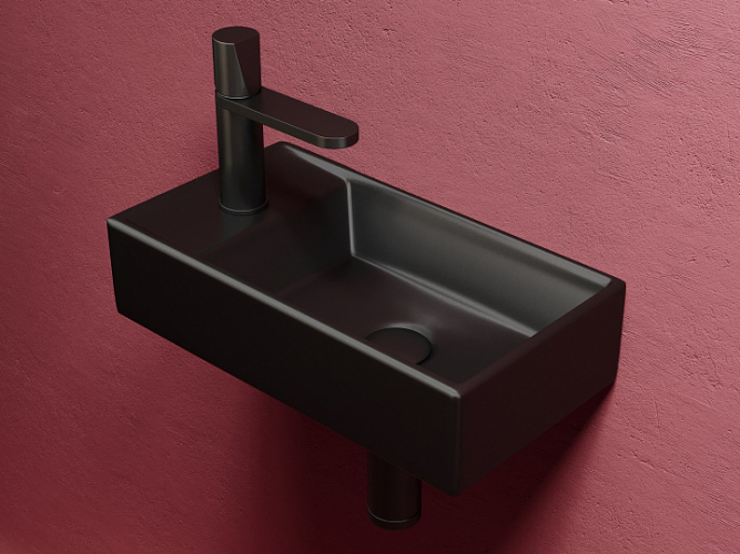 Умывальник CERAMICANOVA Element подвесной прямоугольный (чаша справа, отверстие под смеситель слева) цвет чёрный матовый CN6051RMB