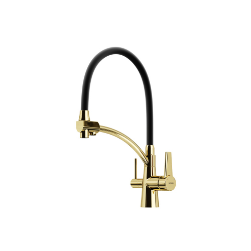 Смеситель для кухни Sancos Eri с гибким изливом, цвет полированное золото/черный, SC4001ZG