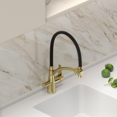 Смеситель для кухни Sancos Eri с гибким изливом, цвет полированное золото/черный, SC4001ZG