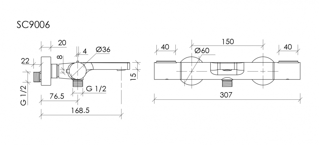 Термостатический Смеситель для ванны с душем SANCOS Etna, брашированное золото, PVD покрытие, SC9006BG
