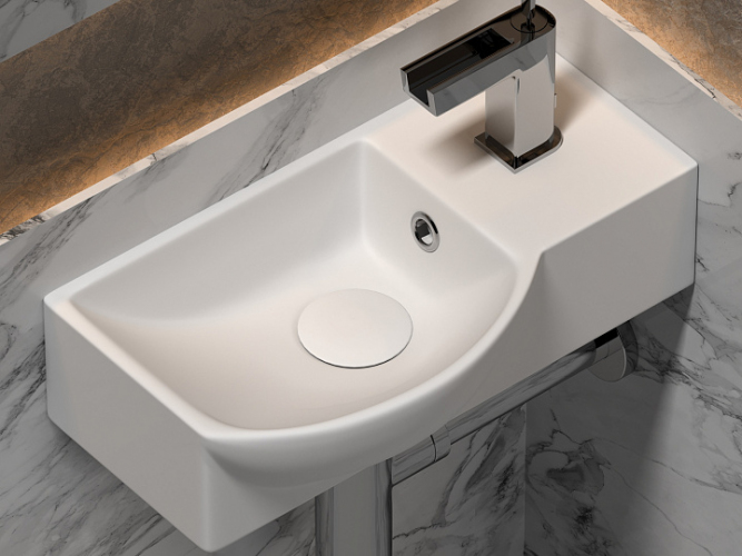 Умывальник CERAMICANOVA Element подвесной прямоугольный с крепежом (чаша слева, отверстие под смеситель справа) CN6039L