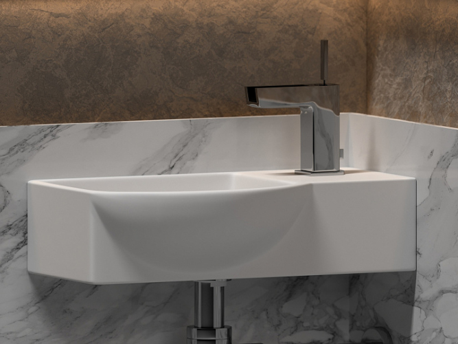 Умывальник CERAMICANOVA Element подвесной прямоугольный с крепежом (чаша слева, отверстие под смеситель справа) CN6039L