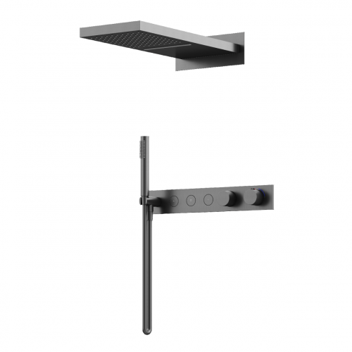 Душевой комплект с термостатом SANCOS Linn, с внутренней частью, вороненая сталь арт. SC9023GG