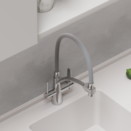 Смеситель для кухни Sancos Eri с гибким изливом, цвет хром/серый, SC4001CH
