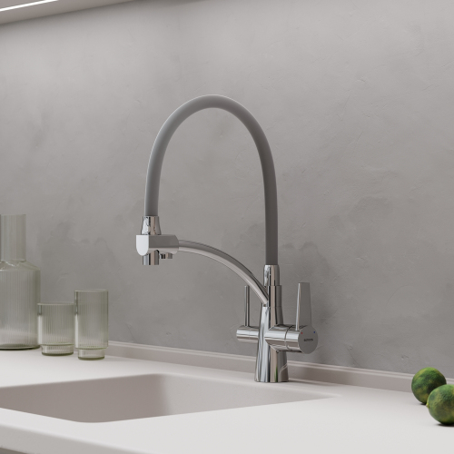 Смеситель для кухни Sancos Eri с гибким изливом, цвет хром/серый, SC4001CH