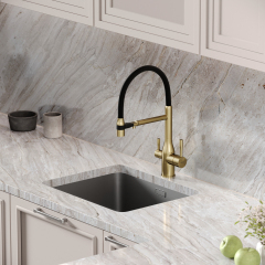 Смеситель для кухни Sancos Garda с гибким изливом, цвет брашированное золото/черный, SC4009BG