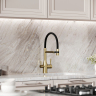 Смеситель для кухни Sancos Garda с гибким изливом, цвет брашированное золото/черный, SC4009BG