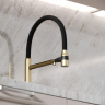 Смеситель для кухни Sancos Garda с гибким изливом, цвет брашированное золото/черный, SC4009BG