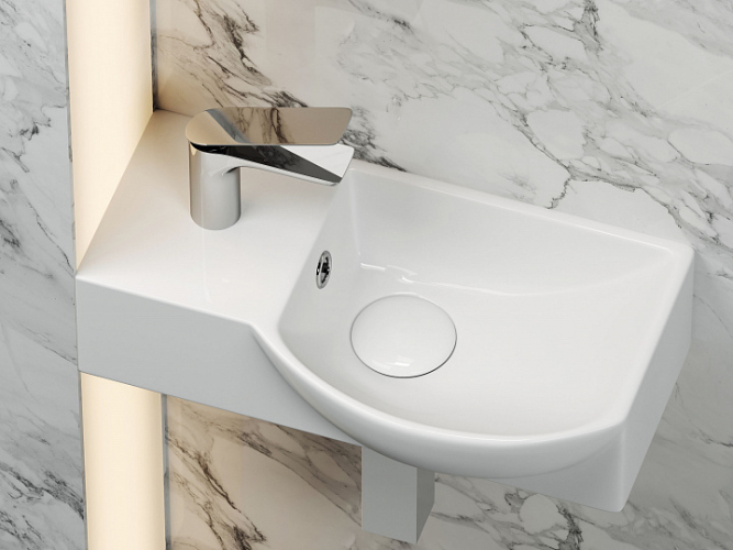 Умывальник CERAMICANOVA Element подвесной прямоугольный с крепежом (чаша справа, отверстие под смеситель слева) CN6039R